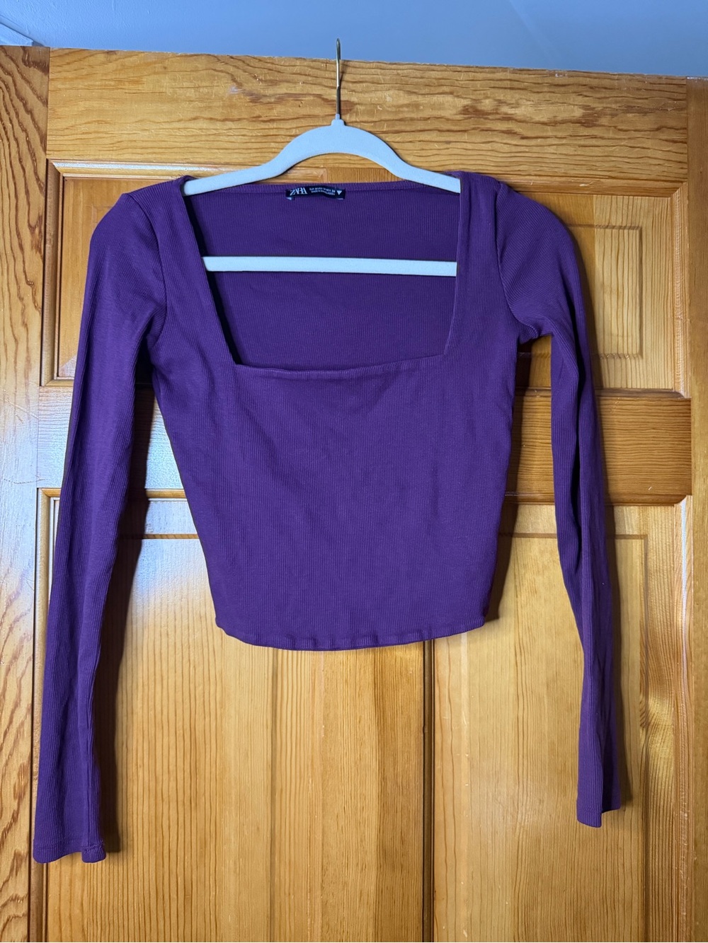 Zara Ribbed Long Sleeve  – Purple – Size M